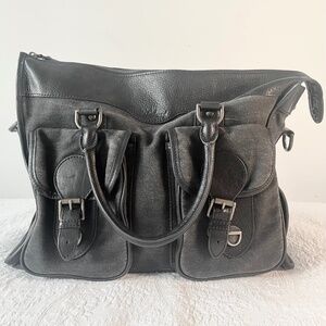 Crowncap Italian Leather Waxed Cotton Canvas Tote